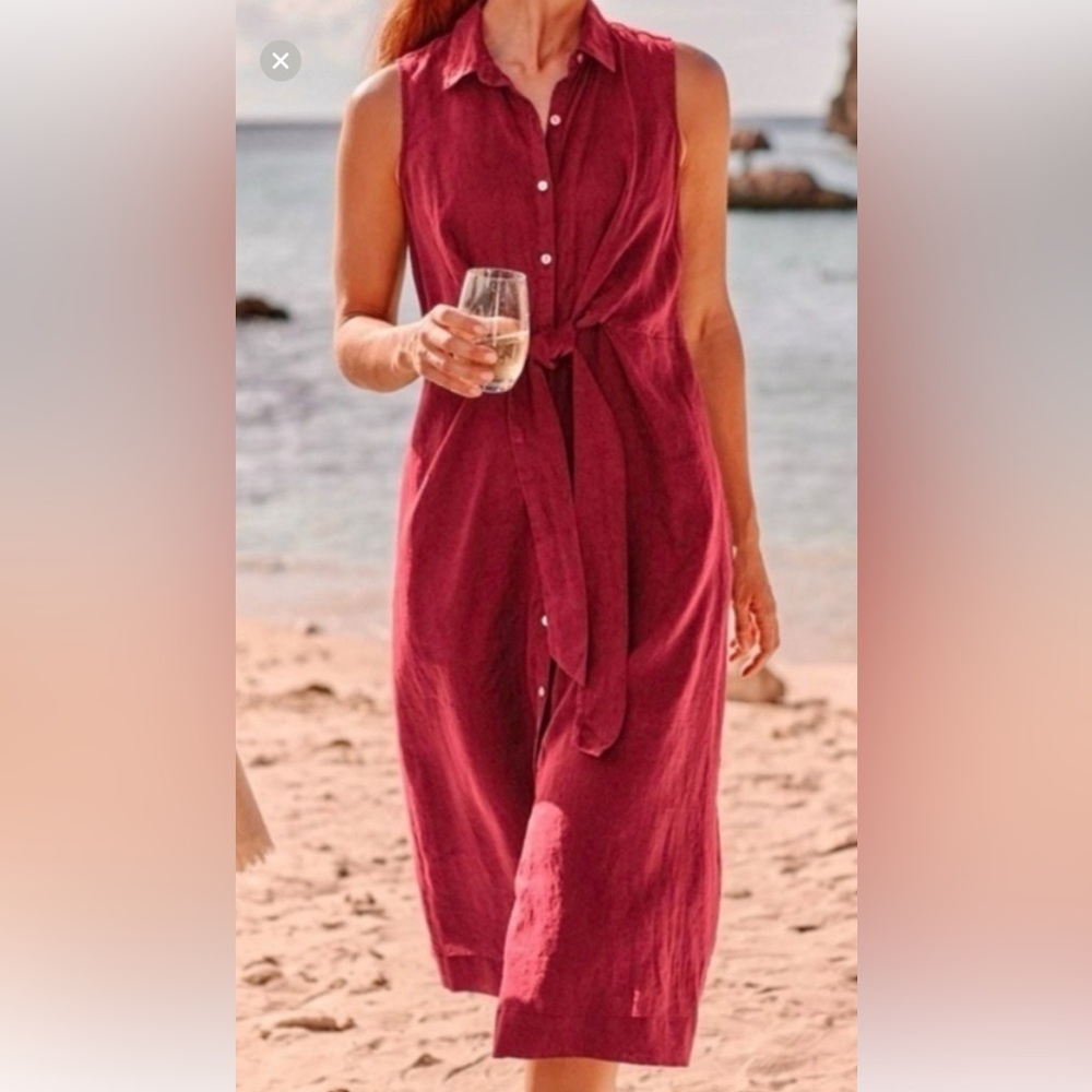 Easy, flattering linen tie front dress from J Jill